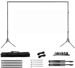 lot 67659 image: Projector Screen Stand for Foldable Portable Projector Screen Outdoor Projector Movies Screen for Front and Rear Projection Also Adjustable Background Stand for 100-120 inch Screen - Missing screen  (SOLD AS IS)