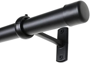 lot 67676 image: ChadMade Heavy Duty 92 to 156 Inches Adjustable Window Curtain Rod, 1 Inch Single Rod Set with Ceiling Mount or Wall Mount Brackets, Black Window Curtain Rod for Patio Door