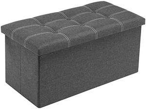 lot 67679 image: Youdesure 30 Inches Folding Storage Ottoman Bench, Padded Seat Footrest Stool with 80L Storage Space, End of Bed Ottoman, Holds up to 350 Lbs, Linen Fabric Grey    (May not be exact stock photo)
