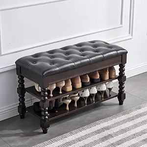 lot 67680 image: LEILISI Shoe Bench, Storage Rack Organizer with Cushion 2 Tier Lift Top Shoe Rack for Entryway Living Room Bedroom Hallway Wooden Furniture(Walnut, 31.5)    (May not be exact stock photo)