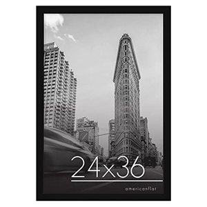 lot 67686 image: Americanflat 24x36 Poster Frame in Black - Composite Wood with Polished Plexiglass - Horizontal and Vertical Formats for Wall with Included Hanging Hardware
