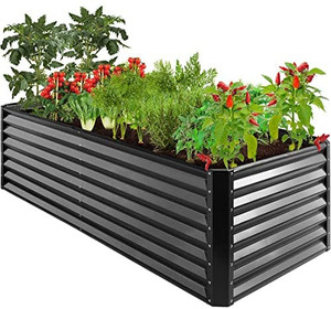 lot 67688 image: Best Choice Products 8x4x2ft Outdoor Metal Raised Garden Bed, Deep Root Planter Box for Vegetables, Flowers, Herbs, and Succulents w 478 Gallon Capacity