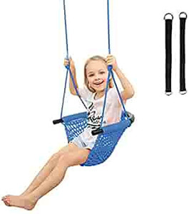 lot 67699 image: RedSwing Kids Swing seat with Adjustable Ropes, Hand-Knitting Child Swing Seat Great for Tree, Outdoor Indoor, Playground, Backyard, Blue