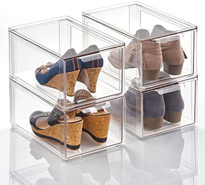 lot 67700 image: mDesign Plastic Stackable Closet Storage with Pull Out Bin Organizer Drawer for Cabinet, Desk, Shelf, Cupboard, or Cabinet Organization    (May not be exact stock photo)