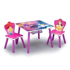 lot 67706 image: Delta Children Kids Table and Chair Set With Storage (2 Chairs Included) - Ideal for Arts & Crafts, Snack Time, Homeschooling, Homework & More, Disney Princess