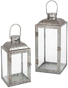 lot 67711 image: Everlasting Glow Gerson Companies Set of 2 Galvanized Metal Lanterns - Not exact stock photo