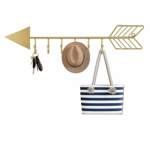 lot 67717 image: Retrome Decorative Gold Arrow Coat Hooks Wall Mounted - 23.6 Metal Coat Hanger Rack with 6 Hooks - Heavy Duty Key Hat Holder for Entryway