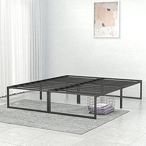 lot 67718 image: Molblly 14 Queen Bed Frame Assembly Frame Bed  Underbed Storage Space Noise Free No Box SpringHeavy Duty Steel Slat Anti-Slip Support Easy , Non-Slip Design Black Queen Size Metal Bed Frames