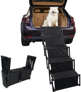lot 67719 image: Maxpama Widen 5 Steps Folding Dog Car Steps for Large Dog, Portable Pet Stairs with Increased Nonslip Surface for High Beds, Trucks, Cars and SUV, Lightweight Pet Ladder Ramp Support Up to 170 Lbs