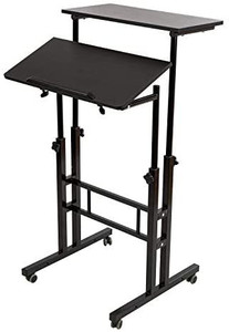 lot 67723 image: SIDUCAL Mobile Stand Up Desk, Adjustable Laptop Desk with Wheels Home Office Workstation, Rolling Desk Laptop Cart for Standing or Sitting, Black    (May not be exact stock photo)