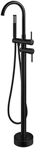 lot 67726 image: Aolemi Floor Mount Bathtub Faucet Freestanding Tub Filler Matte Black Standing High Flow Shower Faucets with Handheld Shower Mixer Taps Swivel Spout   (Retails $230)