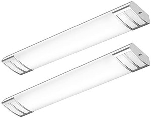 lot 67730 image: FaithSail 4FT LED Flush Mount Kitchen Light Fixtures 50W 5600lm, 1-10V Dimmable, 4000K, 4 Foot LED Kitchen Lighting Fixtures Ceiling for Craft Room, Laundry, Fluorescent Replacement, 2 Pack