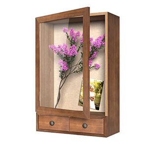 lot 67935 image: Shadow Boxes Display Case, Shadow Box Frame, Large Shadow Box for Flowers, Deep Shadow Box Display Cases with Lock, Wooden Shadowbox Picture Frame for Pet Memorial, Baby Shadow Box with Drawers 16X11