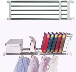 lot 67936 image: Baoyouni Closet Tension Shelf Rod Heavy Duty Wardrobe Organizer Adjustable Storage Shelves Rack DIY Closet Dividers Separators for Kitchen Bathroom Bedroom Garage, 19.69-31.5 Inches