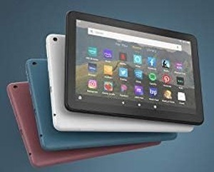 lot 67946 image: Fire HD 8 tablet, 8 HD display, 32 GB, latest model (2020 release), designed for portable entertainment, Black Cracked screen works still   (SOLD AS IS)