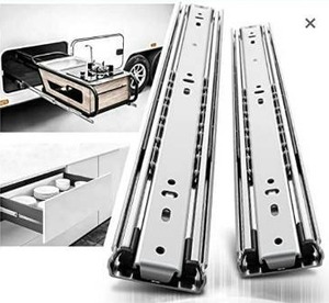lot 67969 image: AOLISHENG Heavy Duty Drawer Slides 24 Inch Full Extension Ball Bearing Cabinet Telescoping Sliding Rails Tool Box Runners Tracks Glides 150 lb Load Capacity Side Mount 1 Pair