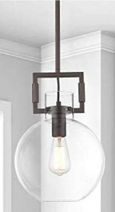 lot 67973 image: Farmhouse Glass Globe Pendant Light Fixture, HWH Schoolhouse Hanging Light Fixture with Adjustable Height, Kitchen Island, Above Sink, Oil-Rubbed Bronze, 5HZG19 M1L ORB