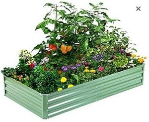 lot 67978 image: Zizin Galvanized Raised Garden Bed Outdoor Planter Box Large Square Metal Garden Bed for Vegetables,Herb-5.7x3x1ft