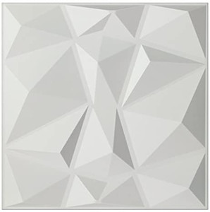 lot 67982 image: Art3d Textures 3D Wall Panels White Diamond Design Pack of 12 Tiles 32 Sq Ft (PVC)