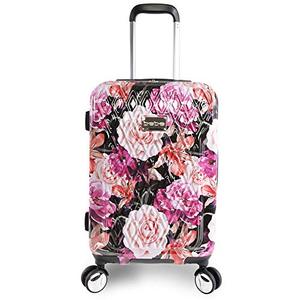 lot 68227 image: BEBE Womens Marie 21 Hardside Carry-on Spinner Luggage, Black Floral Print, One Size