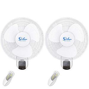 lot 68234 image: Simple Deluxe 2 Pack-16 Inch Digital Wall Mount Fan with Remote Control 3 Oscillating Modes, 3 Speed, 72 Inches Power Cord, White, 2 Exhaust, 2 Pack