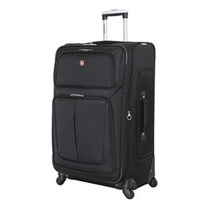 lot 68237 image: SwissGear Sion Softside Expandable Luggage, Black, Checked-Large 29-Inch