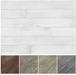 lot 68258 image: Art3d Peel and Stick Reclaimed Barn Wood Planks for Wall, White-Washed (16 Sq Ft)