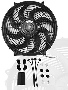 lot 68267 image: 12 inch Slim Fan Push Pull Electric Radiator Cooling Fans 12V Mount Kit Universal Black