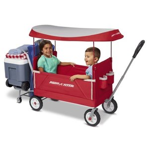 lot 68276 image: Radio Flyer, 3-in-1 Tailgater Wagon with Canopy, Folding Wagon, Red