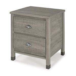 lot 69297 image: Baja Night Stand  2 Drawer  Solid Wood  Rustic Bedside Table for Bedroom, Living Room, Sofa Couch, Hall  Metal Drawer Pulls, Rustic Grey