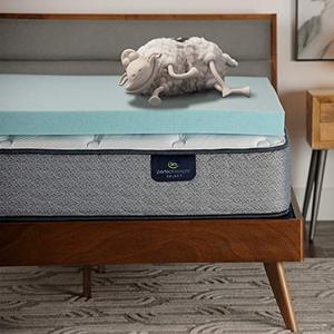 lot 69601 image: Serta ThermaGel Memory Foam Mattress Topper, King, Blue