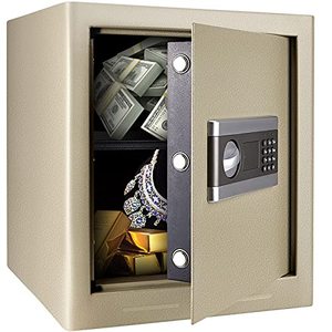 lot 69602 image: GJCrafts Safes Fireproof Waterproof, Home Safe Box with Fireproof Bag for Money Jewelry Documents (Grey)