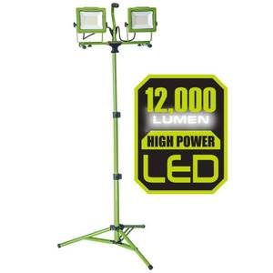 lot 69618 image: PowerSmith 12,000 Lumen 5,000K Dual Head LED Work Light with All Metal 68 in. Telescoping Tripod Stand, 9 ft. Power Cord