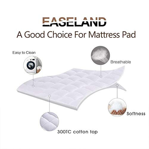 lot 22384 image: EASELAND RV Short Queen Mattress Pad Pillow Top Mattress Cover Quilted Fitted Mattress Protector Cotton Top 8-21 Deep Pocket Cooling Mattress Topper (60x75 Inches, White)