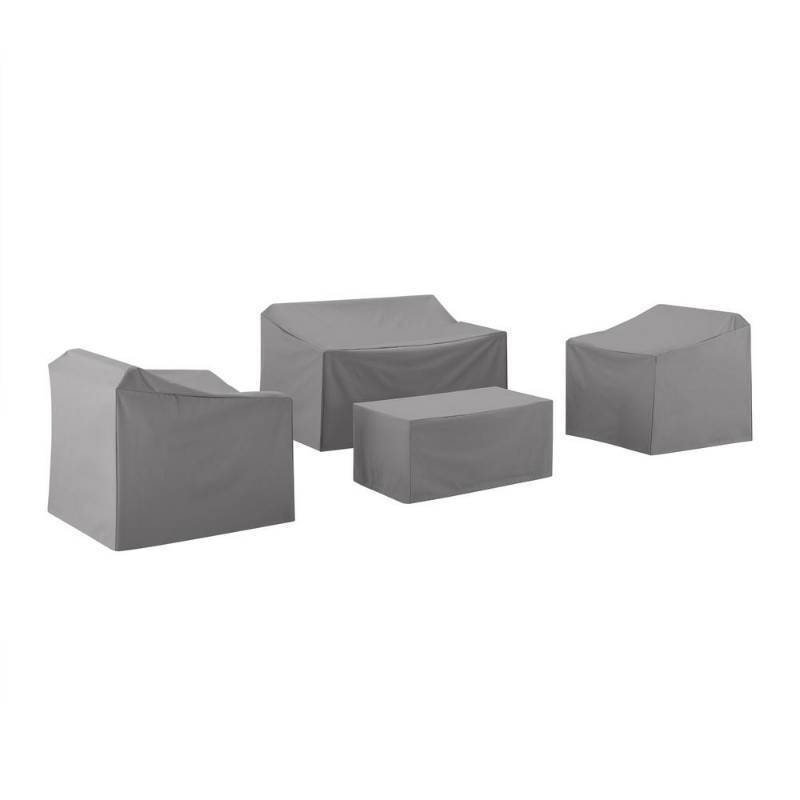 lot 22229 image: 4Pc Outdoor Furniture Cover Set (Loveseat, 2 Chairs, Table)