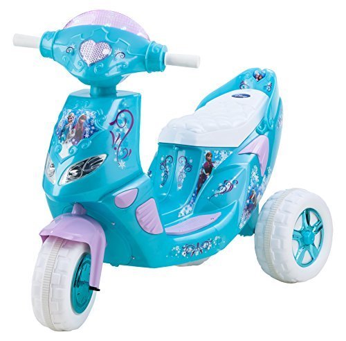 lot 22478 image: Kid Trax Disney Frozen Kids Scooter Ride On Toy, 6 Volt, Kids 3-5 Years Old, Max Weight 55 lbs, Single Rider, Battery and Charger Included, Blue