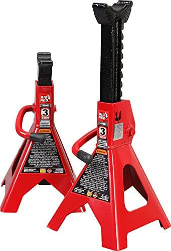 lot 20270 image: Torin Steel Jack Stands 3 Ton (6,000 lb) Capacity, Red, 1 Pair
