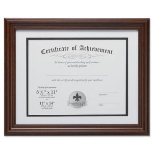 lot 20531 image: Lawrence Frames Dual Use 11 by 14-Inch Certificate Picture Frame with Double Bevel Cut Matting for 8.5 by 11-Inch Document, Walnut