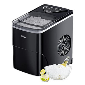 lot 20572 image: Silonn Ice Makers Countertop 9 Bullet Ice Cubes Ready in 6 Minutes, 26lbs in 24Hrs Portable Ice Maker Machine Self-cleaning, 2 Sizes of Bullet-shaped Ice for Home Kitchen Office Bar Party