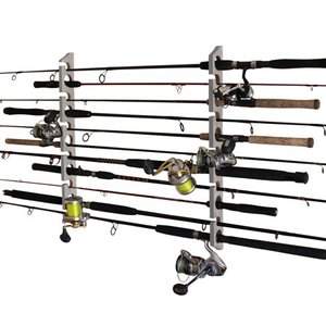 lot 20585 image: Rush Creek Creations 2 in 1, 11 Fishing Rod Wall and Ceiling Rack