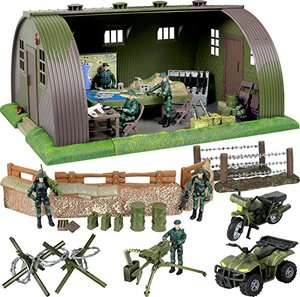 lot 20605 image: Click N Play Army Action Figures and Military Playset with a Base Barrack Command Center, Includes 74 Accessories - 6 Soldier Action Figures with Gear, Guns, Vehicles, Army Playsets for Boys 8-12