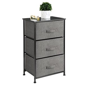 lot 20606 image: mDesign Steel Top and Frame Modern Storage Dresser Furniture with 3 Removable Fabric Drawers - Bins for Bedroom, Playroom, Living Room Organization, Holds Clothes, Socks, Blankets, Charcoal GrayBlack