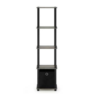 lot 20610 image: Furinno TNT No Tools 5-Tier Display Decorative Shelf with One Bin, French Oak GreyBlackBlack