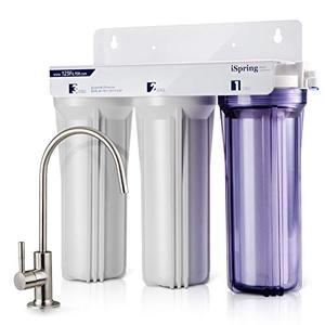 lot 20613 image: iSpring US31 Classic 3-Stage Under Sink Water Filtration System for Drinking, Tankless, High Capacity, Sediment  Carbon  Carbon (Newest Version)