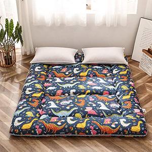 lot 20620 image: Dinosaur Japanese Floor Futon Mattress for Boys Girls, Thicken Tatami Mat Sleeping Pad Foldable Bed Roll Up Mattress Floor Lounger Bed Couches and Sofas for Kids Twin Size