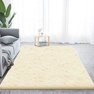 lot 20625 image: Modern Area Rugs Soft Decor Rug for Bedroom Living Room Nursery Floor Fluffy Shag Collection Rug Plush Fuzzy Shaggy Throw Rug Washable Faux Sheepskin Fur Mats Accent Rug Carpet Beige 7.6x10