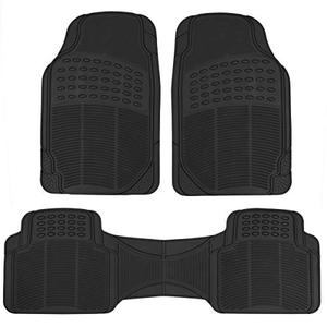 lot 20630 image: BDK Original ProLiner 3 Piece Heavy Duty Front & Rear Rubber Floor Mats for Car SUV Van & Truck, Black - All Weather Floor Protection Fits Most Vehicles
