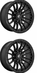 lot 20136 image: A PAIR OF FUEL WHEELS REBEL MATTE BLACK 6-LUG WHEEL 17X9 12MM OFF