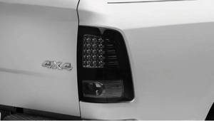 lot 17766 image: LED TAIL LIGHTS BLACK HOUSING SMOKED LENS 2009-18 DODGE RAM 1500