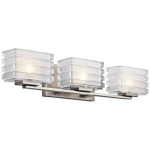lot 37756 image: Kichler Bazely MODEL 45479 3 Light Bathroom Vanity Light